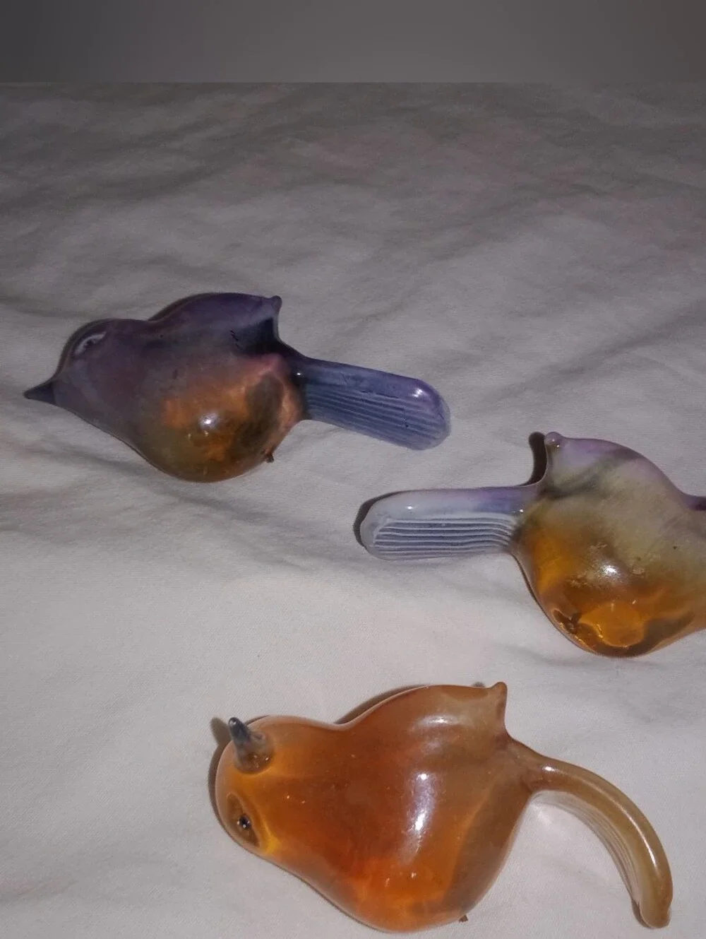 Vintage Glass Birds Crafting Decor Gnome Town Collectible Set Of 3
